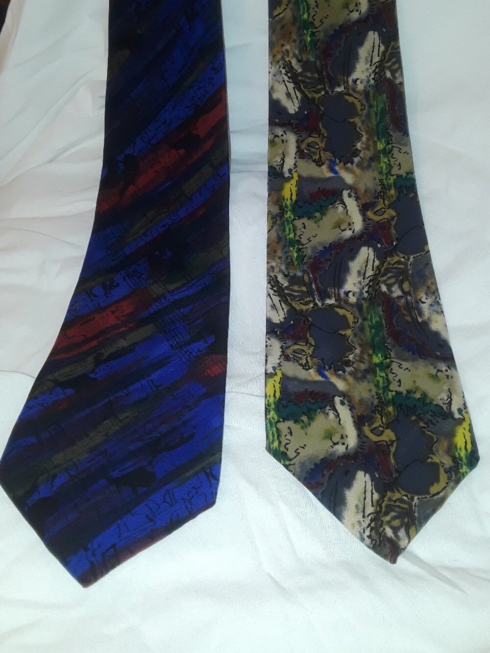 2 Jerry Garcia Silk Neckties Vintage Artwear 4" wide Vibrant Colors Hand Sewn